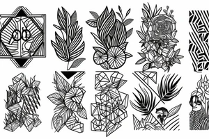 Indoor plants, geometric, fineline tattoo idea