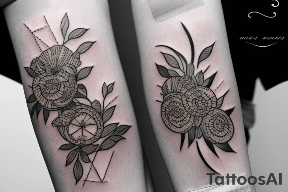 Floral, negative space, band tattoo, tattoo idea