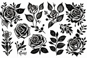 Floral, negative space, band tattoo, fineline tattoo idea