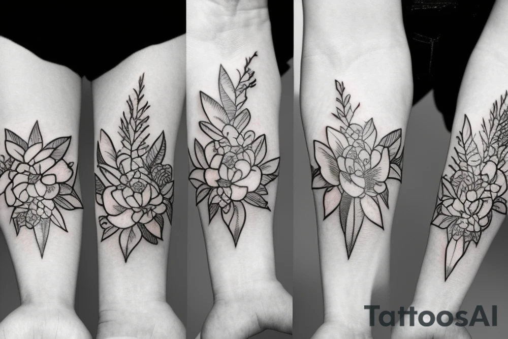Floral, negative space, band tattoo, fineline tattoo idea