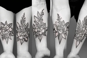 Floral, negative space, band tattoo, fineline tattoo idea
