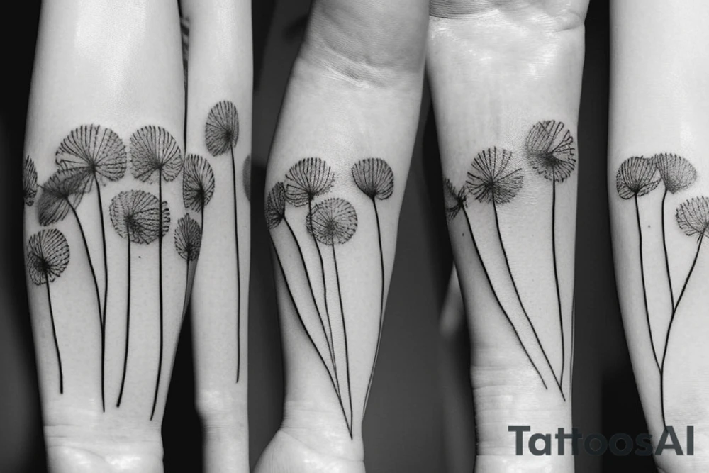 Floral, dandelion, negative space, band tattoo, fineline tattoo idea