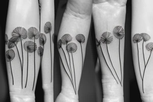 Floral, dandelion, negative space, band tattoo, fineline tattoo idea