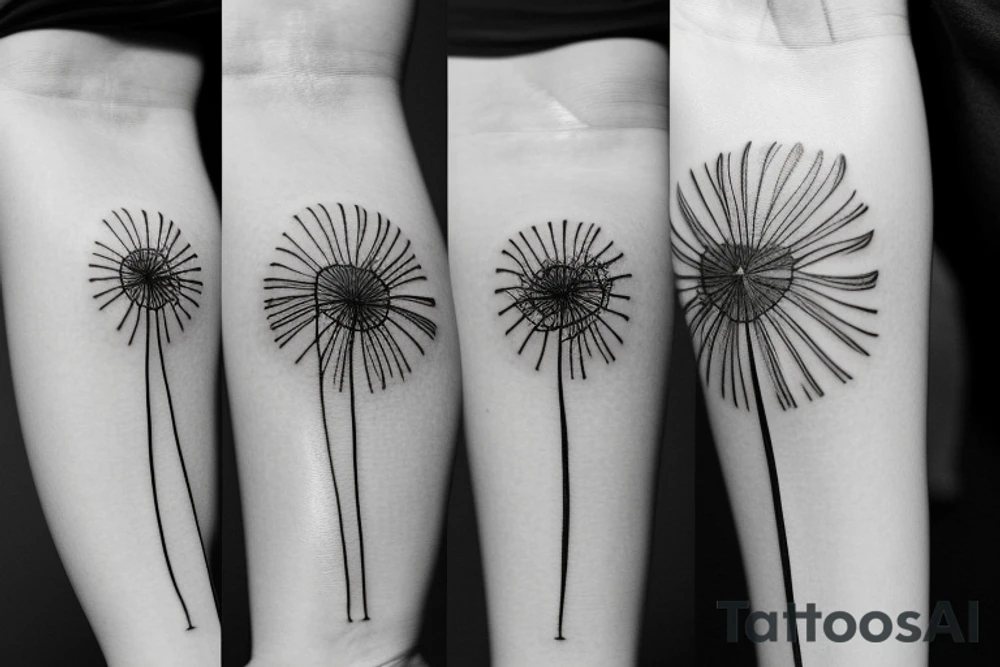 Floral, dandelion, negative space, band tattoo, fineline tattoo idea