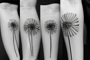 Floral, dandelion, negative space, band tattoo, fineline tattoo idea