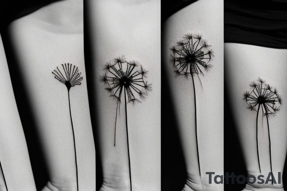 Floral, dandelion, negative space, band tattoo, fineline, femanim tattoo idea