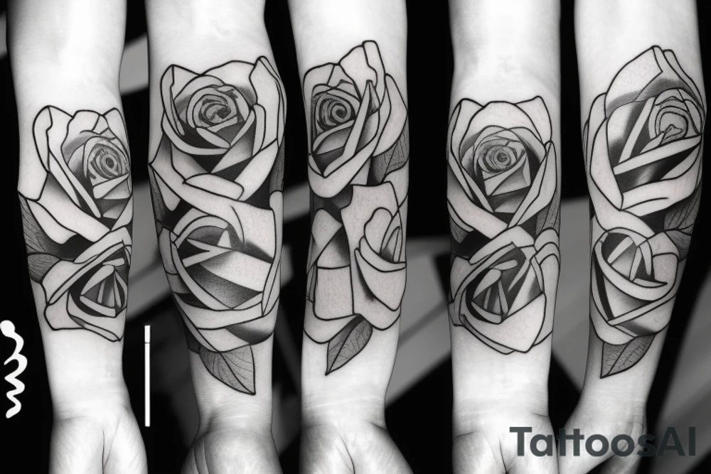 Rose realistic, armband, feminine , black and white, outline tattoo idea