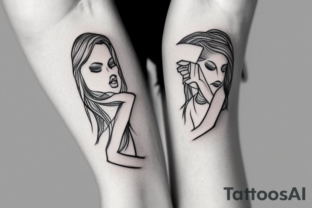 Woman armband, , black and white, outline tattoo idea
