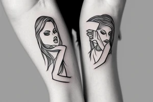 Woman armband, , black and white, outline tattoo idea