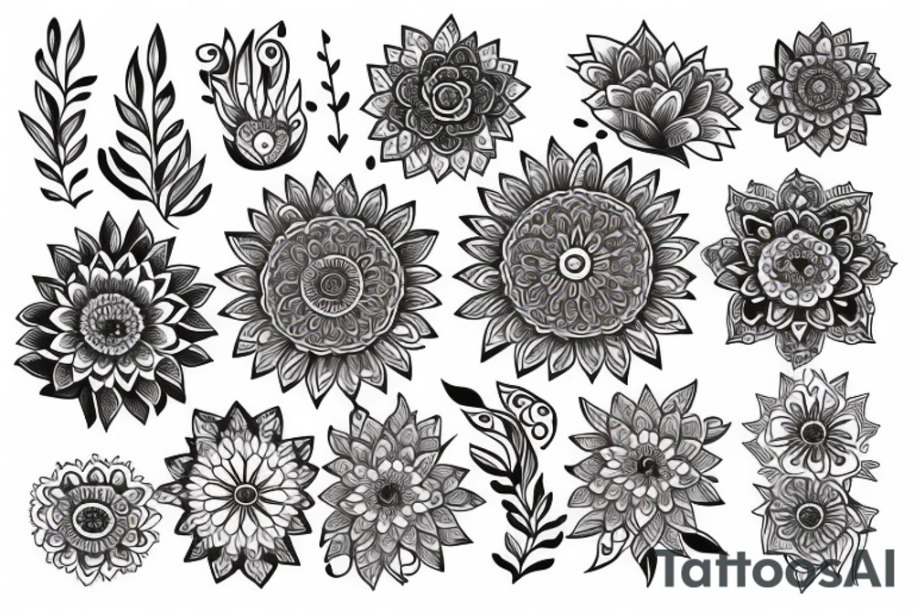 Elegant, flower, mandala armband tattoo idea