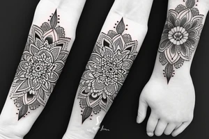 Elegant, flower, mandala armband tattoo idea
