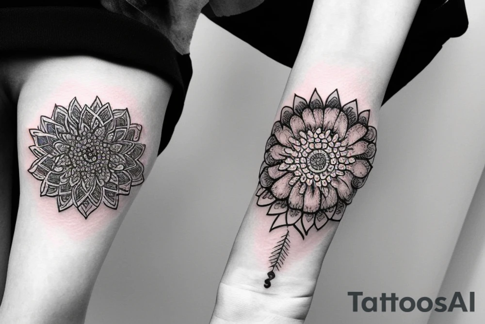Elegant, flower, mandala armband tattoo idea