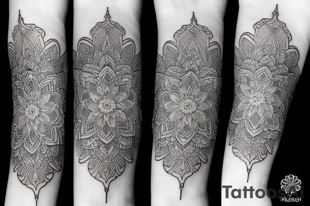 Elegant, flower, mandala armband tattoo idea