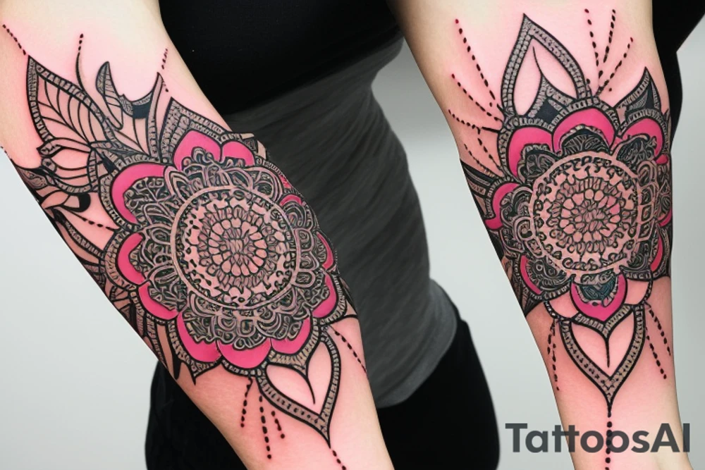 Elegant, flower, Lilly flower mandala armband tattoo idea
