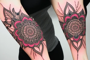 Elegant, flower, Lilly flower mandala armband tattoo idea