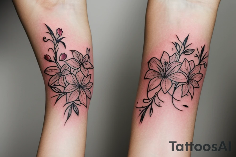 Elegant, flower, Lilly flower, family symbol  armband tattoo idea
