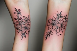 Elegant, flower, Lilly flower, family symbol  armband tattoo idea