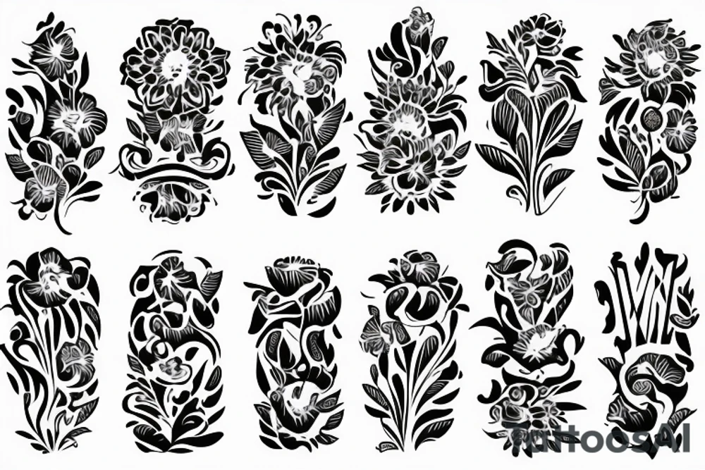 Elegant, flower, Lilly flower, family symbol  armband tattoo idea