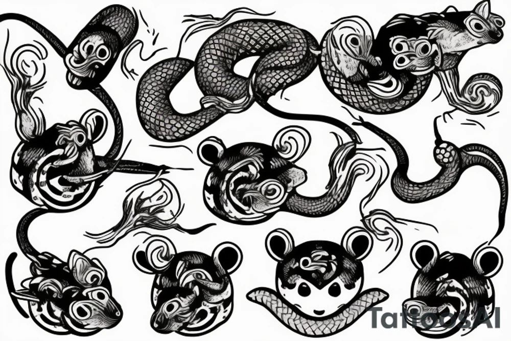 rats bats and snakes tattoo idea