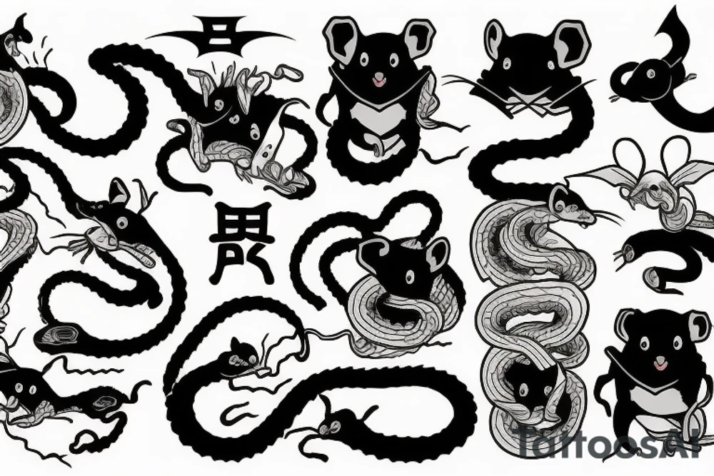 rats and bats and snakes tattoo idea