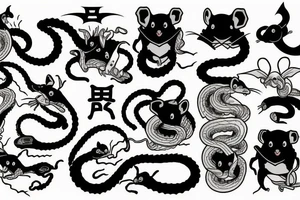 rats and bats and snakes tattoo idea