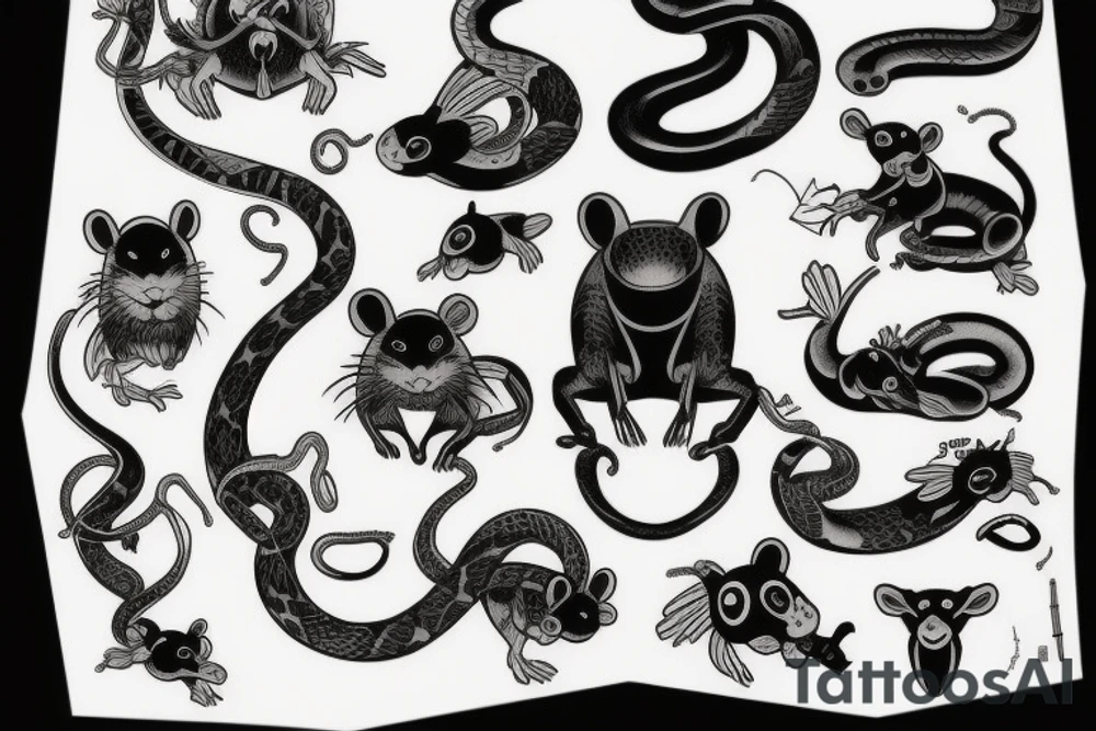 rats and bats and snakes tattoo idea