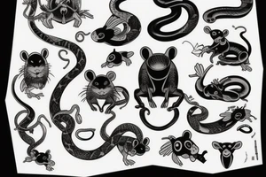 rats and bats and snakes tattoo idea