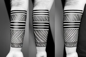 black armband with straight lines tattoo idea