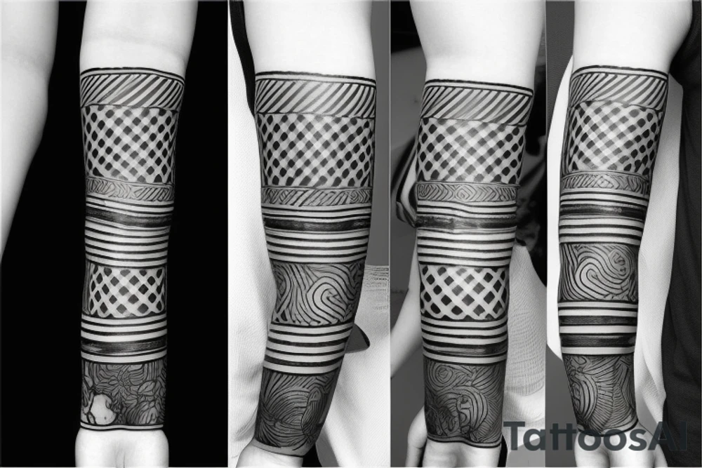 wide black armband with straight lines tattoo idea
