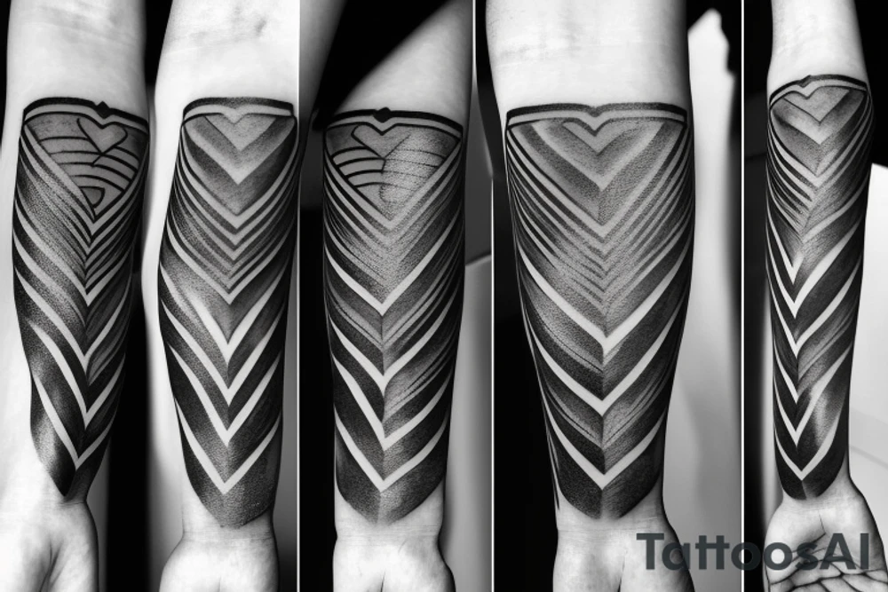 wide black armband with straight lines tattoo idea