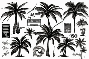 palm tree 80s sleeve tattoo idea