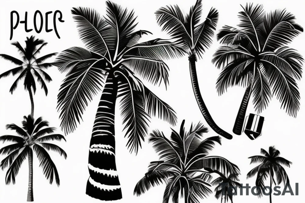 palm tree 80s sleeve tattoo idea