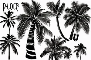 palm tree 80s sleeve tattoo idea