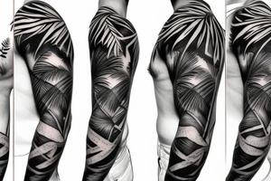 palm tree 80s sleeve tattoo idea