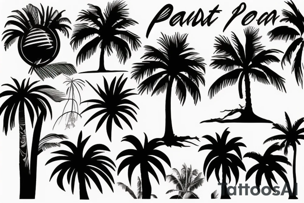 palm tree 80s sleeve tattoo idea