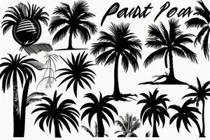 palm tree 80s sleeve tattoo idea
