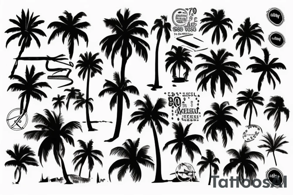 palm tree 80s sleeve tattoo idea