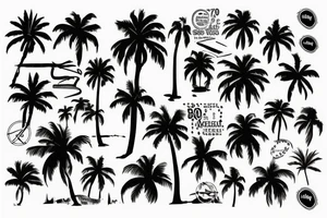palm tree 80s sleeve tattoo idea