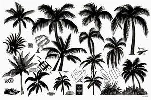 palm tree 80s sleeve tattoo idea