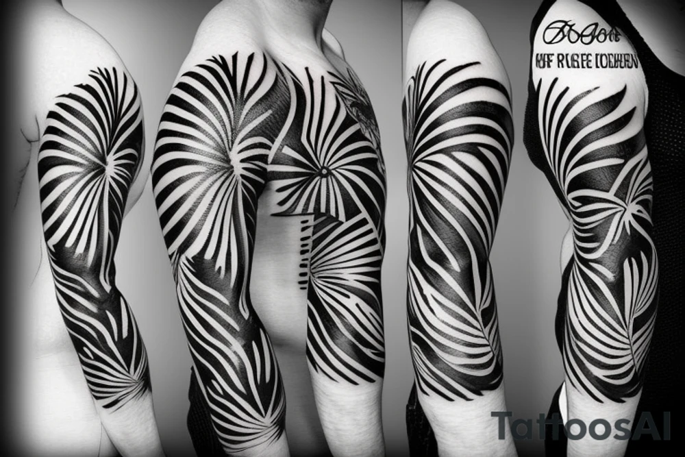 palm tree 80s sleeve tattoo idea