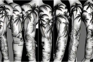 palm tree 80s sleeve tattoo idea
