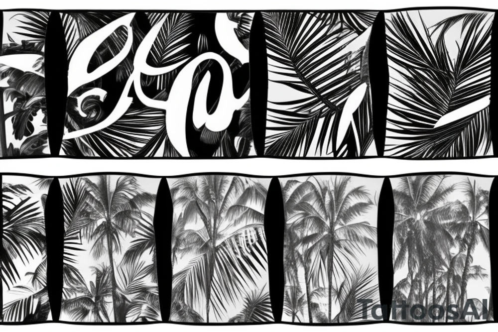 palm tree 80s sleeve tattoo idea