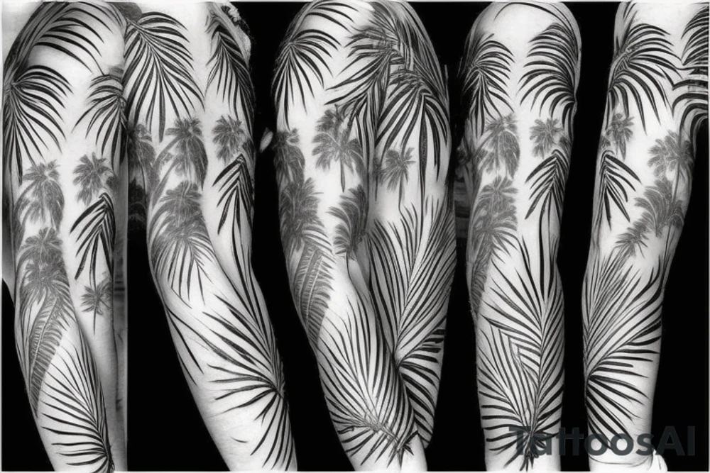 palm tree 80s sleeve tattoo idea