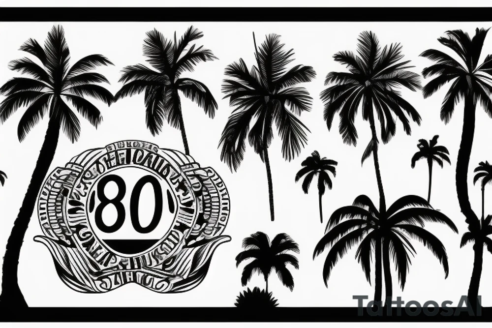 palm tree 80s sleeve tattoo idea