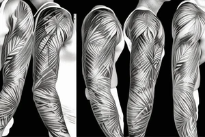 palm tree 80s sleeve tattoo idea