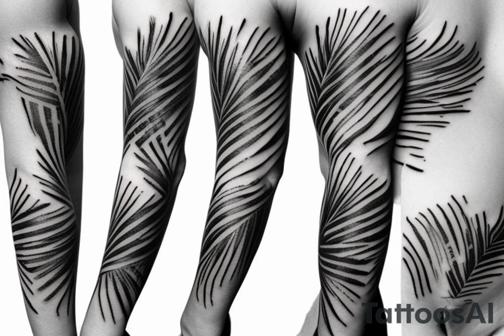 palm tree 80s sleeve tattoo idea