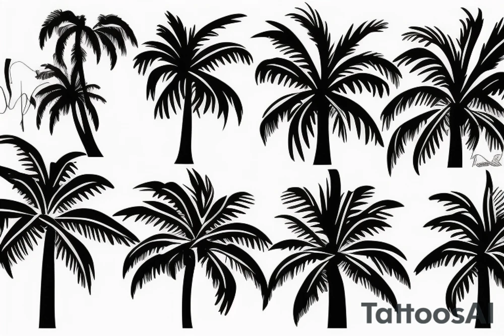 palm tree 80s sleeve tattoo idea