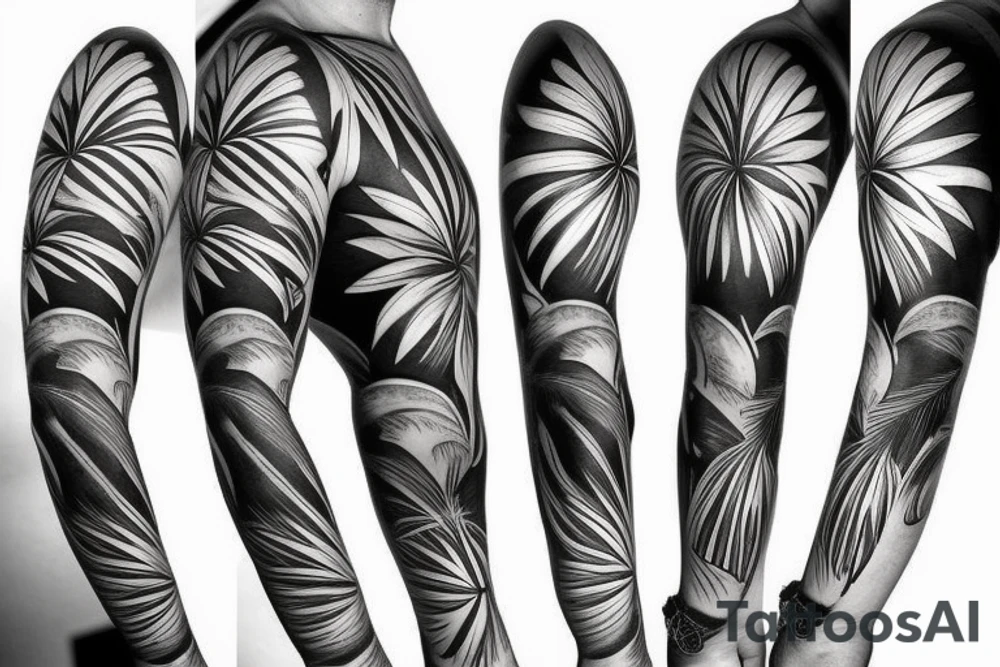 palm tree 80s sleeve tattoo idea