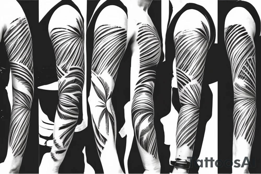 palm tree 80s sleeve tattoo idea