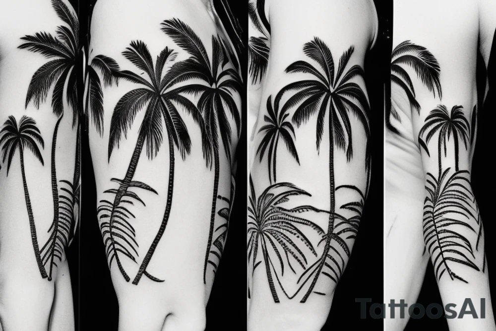 palm tree 80s sleeve tattoo idea